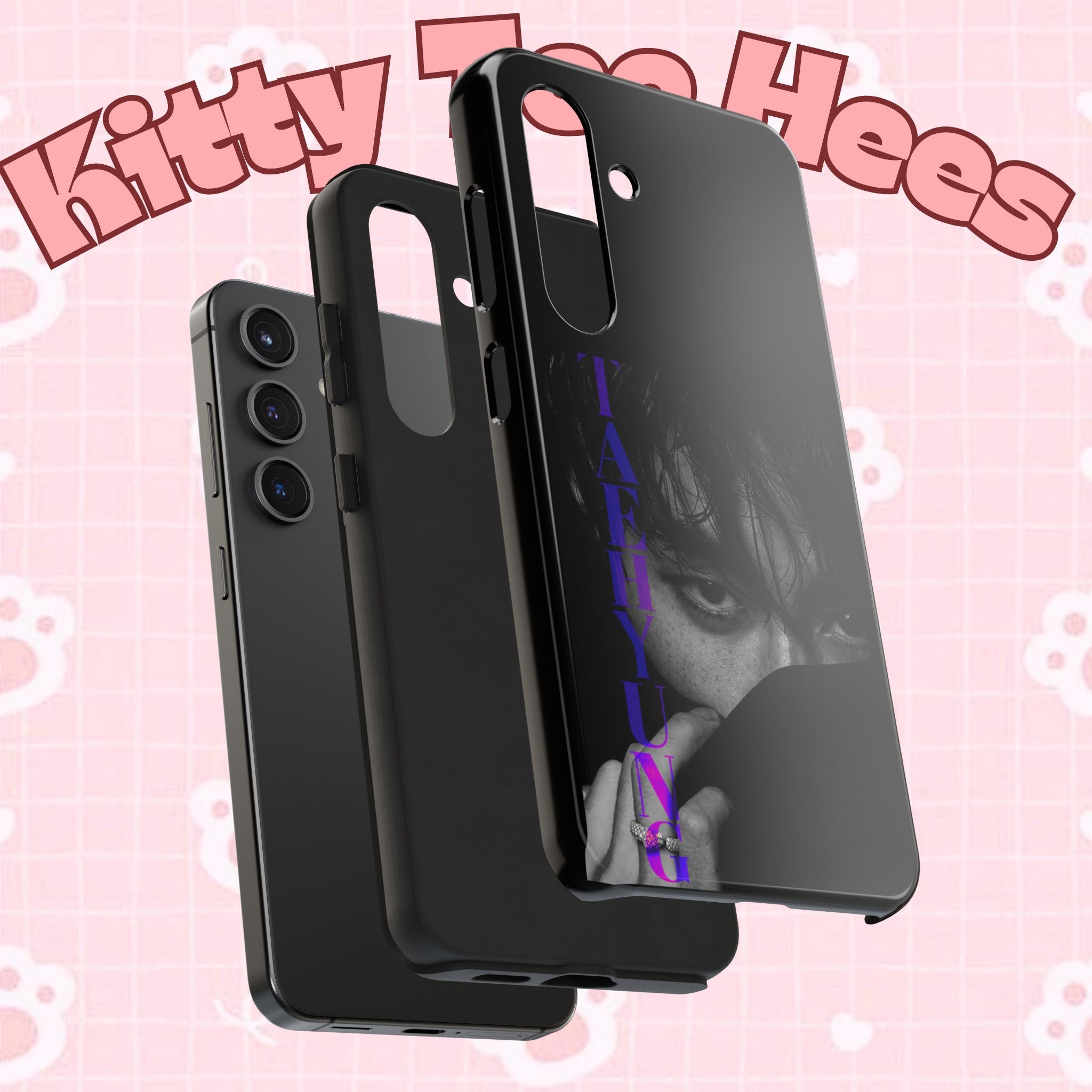 BTS Taehyung (V) phone case with dark Bangtan design for iPhone and Samsung, featuring Kim Taehyung from BTS.