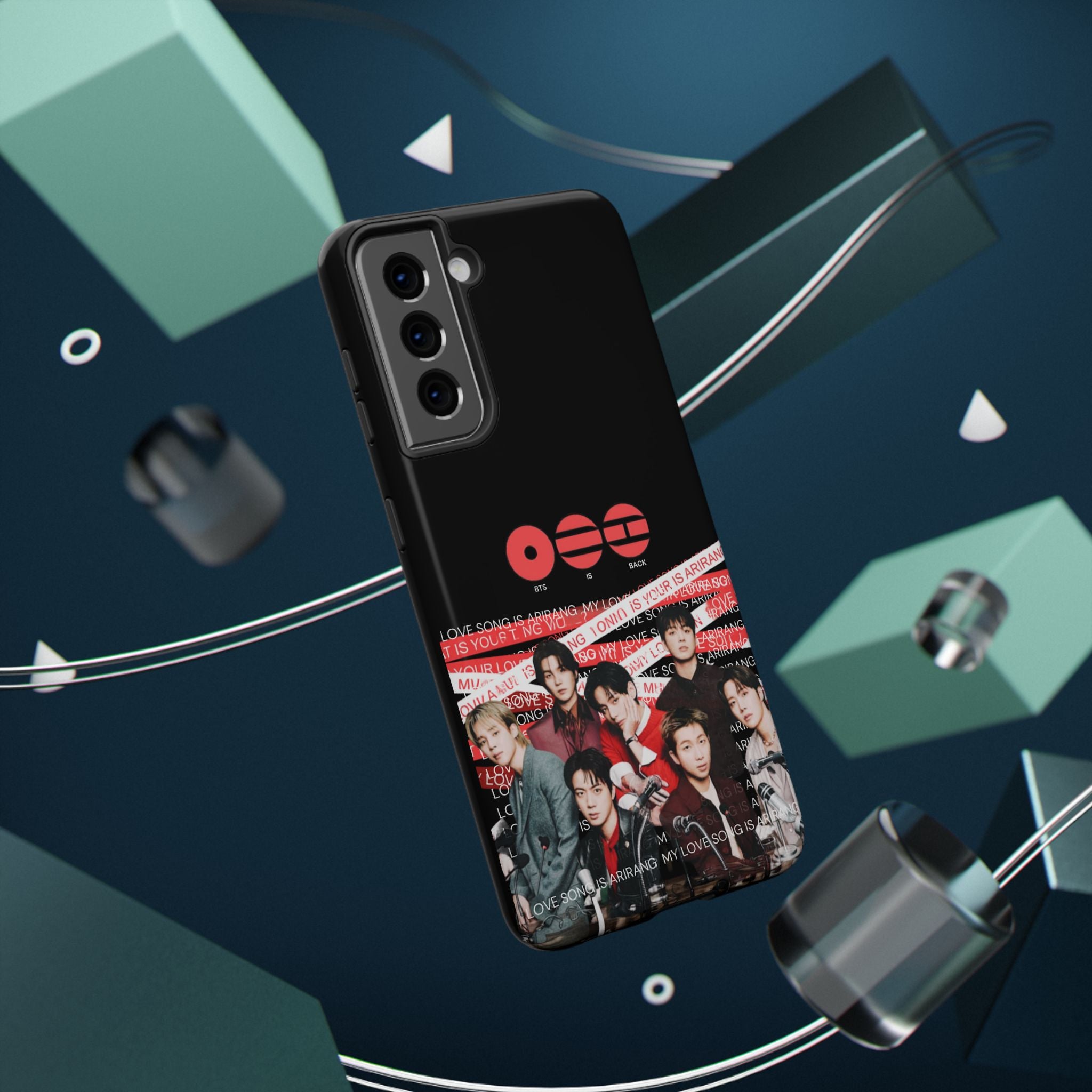 K-Pop BTS Bangtan phone case featuring concert fanmade design, impact-resistant cover with band photo for iPhone or Android.
