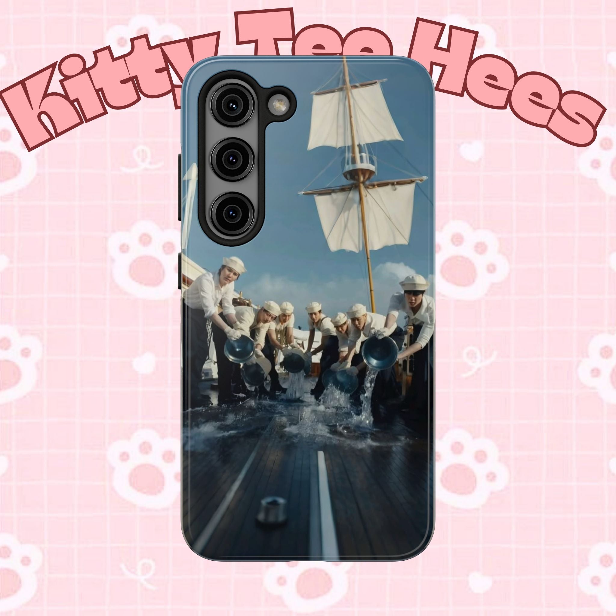 Cute Sailor BTS phone case featuring K-pop ARIRANG design, perfect for BTS fans, with colorful sailor-themed artwork.