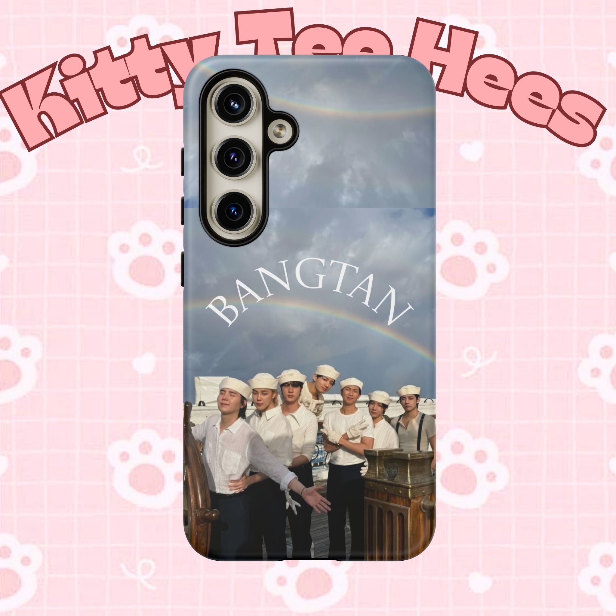 Cute Sailor BTS Swim phone case for iPhone and Samsung, featuring Bangtan Sailor design by Printify.