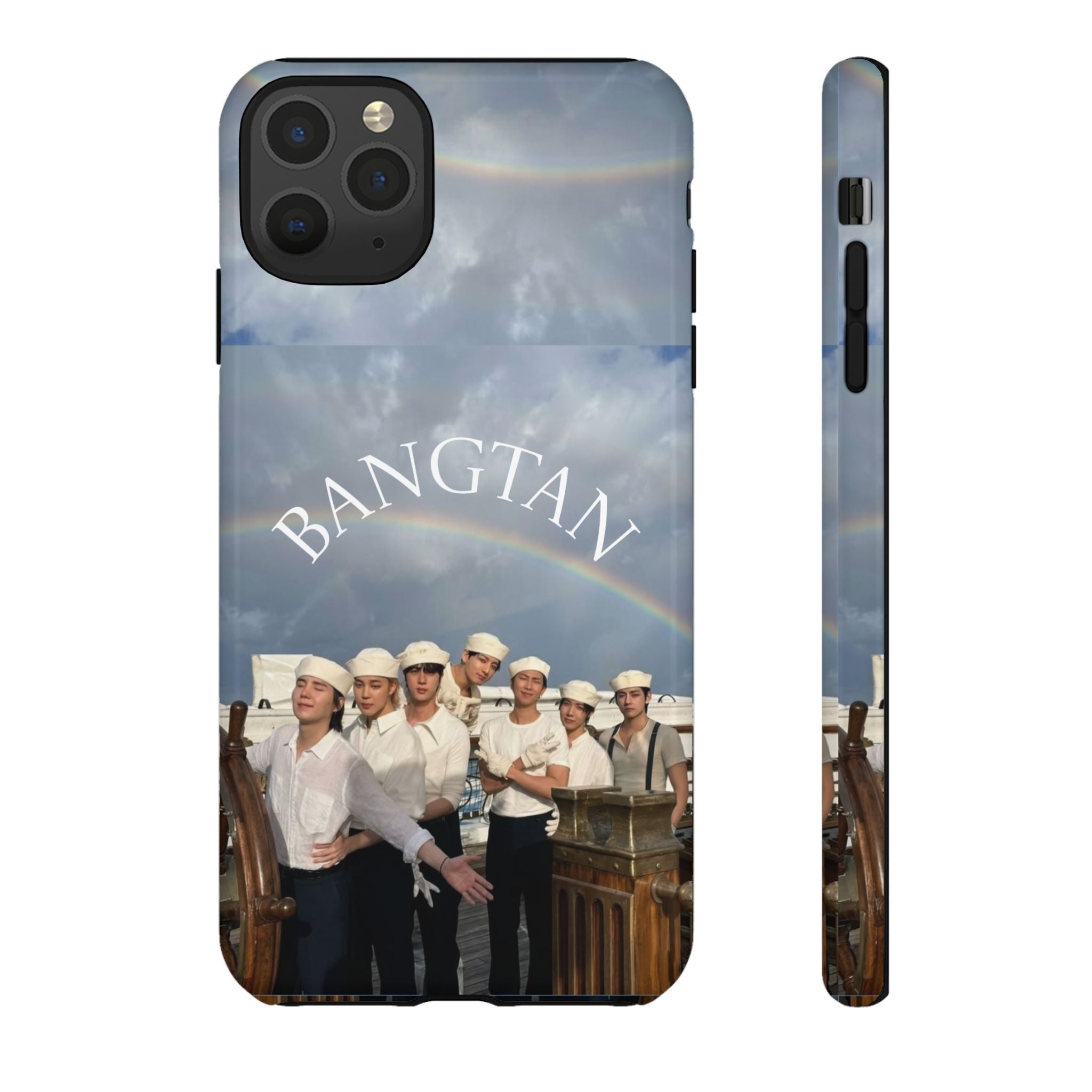 Cute BTS Sailor iPhone and Samsung phone case featuring sailor-themed artwork by Printify for Swim BTS collection.