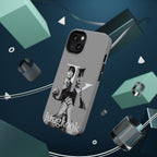 Monochrome BTS Jungkook phone case with letter design, impact-resistant Printify phone case for fans of Bangtan Sonyeondan.