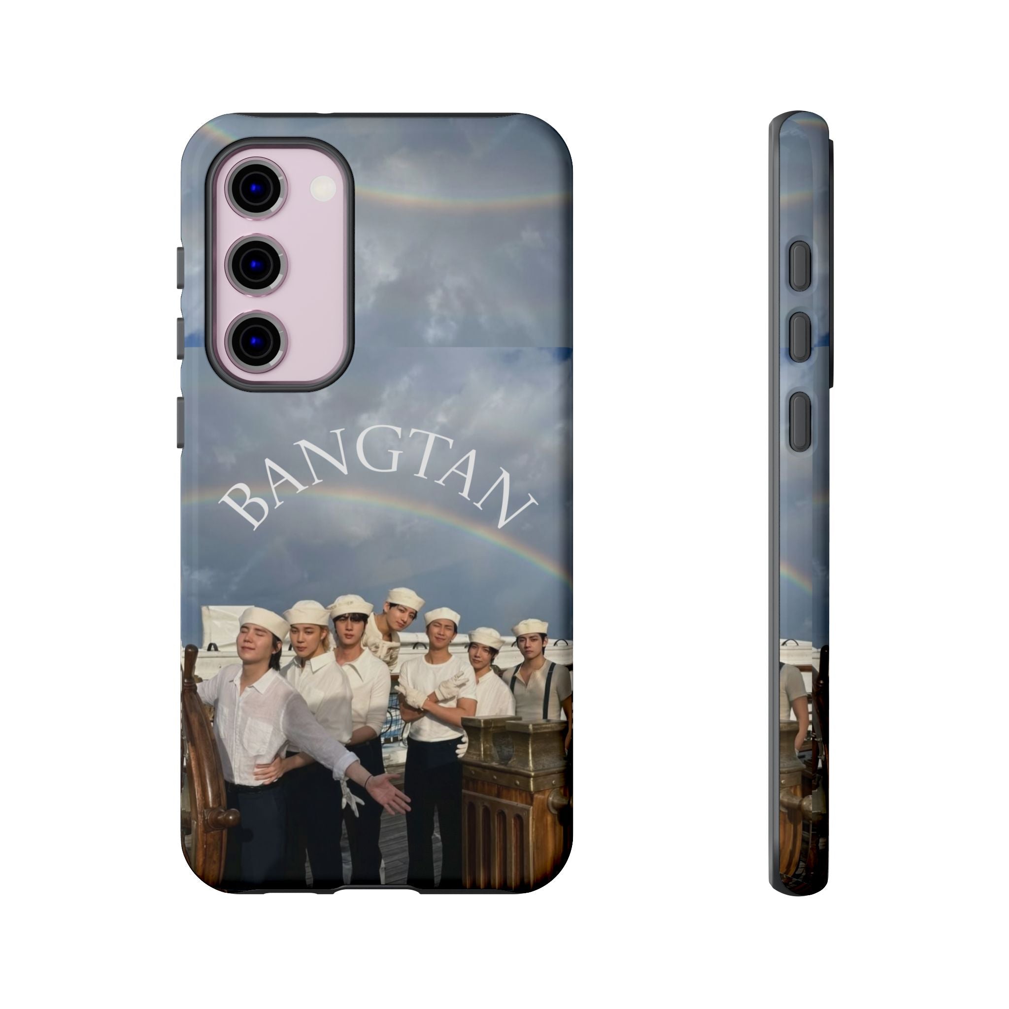 Cute Sailor BTS Swim phone case for iPhone and Samsung, featuring colorful Bangtan Sailor design by Printify.