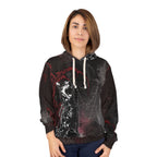 All-over print Gothic cat art unisex hoodie by Printify, cozy streetwear style with a unique alternative fashion design.