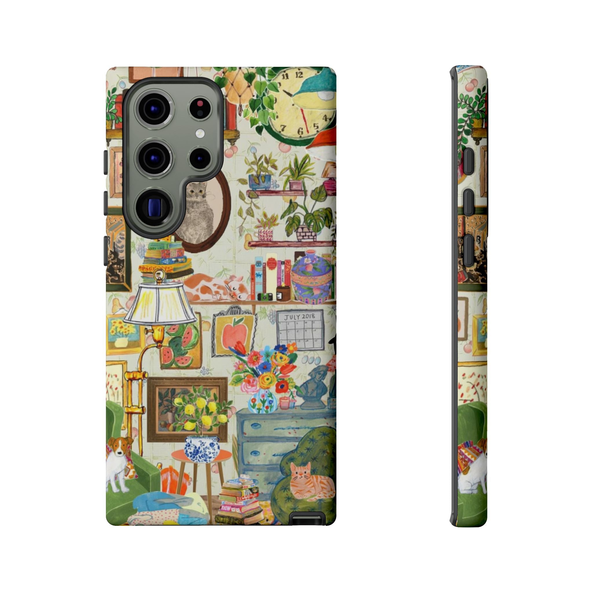 Cute cat pet portrait phone case for iPhone 17 by Printify, featuring a stylish framed living room scene with a cozy vibe.