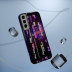 Neon Korean script BTS phone case for iPhone and Samsung, impact-resistant printify case with bold, colorful design.