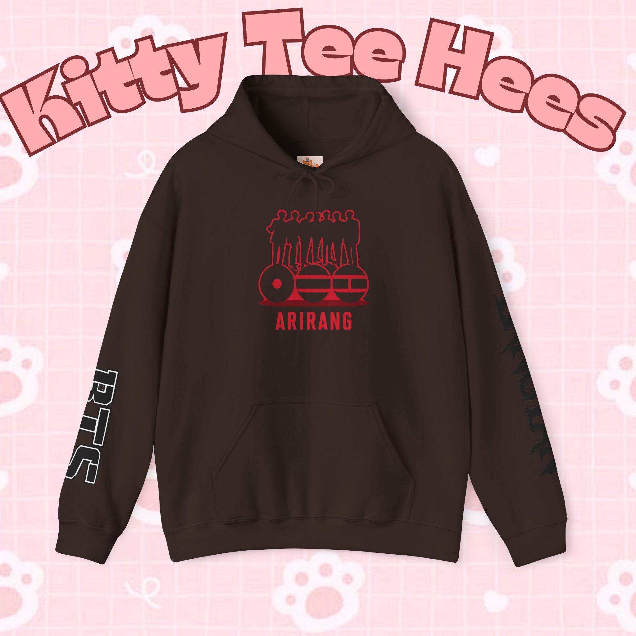 ARIRANG BTS world tour hoodie featuring Bangtan sleeve design, comfortable graphic sweatshirt inspired by BTS tour style.