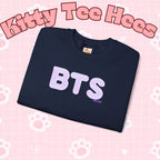Lavender BTS Logo Arirang Crewneck Sweatshirt featuring K-pop band print, comfortable concert sweater by Printify.