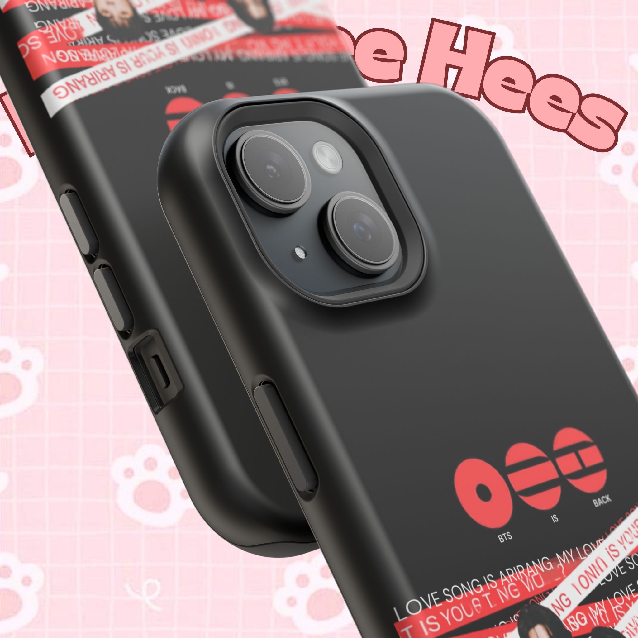 Custom BTS Bangtan phone case featuring fanmade K-Pop band photo, impact-resistant design, for fans of ARIRANG BTS merchandise.