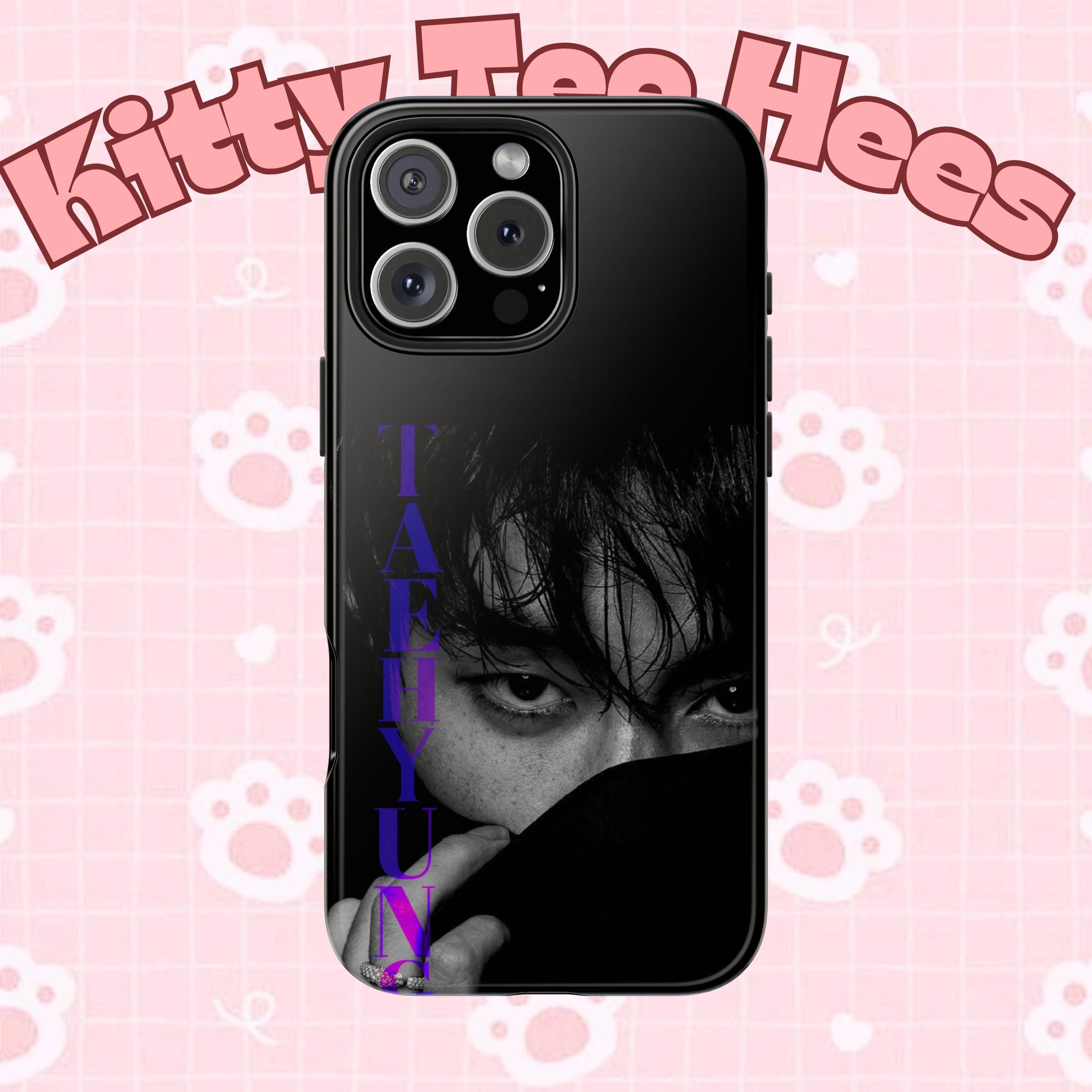 Dark Bangtan BTS Taehyung (V) phone case by Printify featuring Kim Taehyung design for iPhone and Samsung smartphones