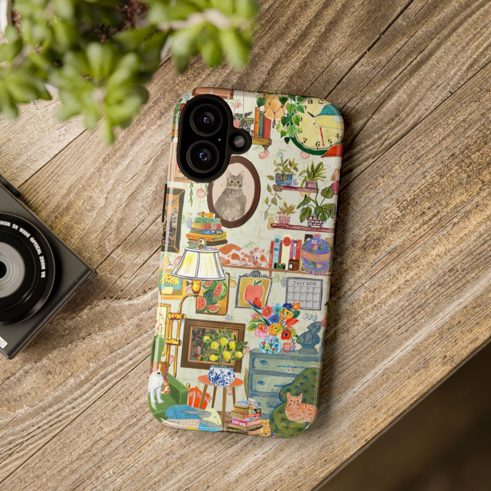 Cute cat portrait phone case for iPhone 17 by Printify, stylish and cozy design featuring a charming feline image.