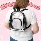 Clear stadium backpack with BTS logo, designed for concerts, featuring adjustable straps and spacious main compartment.