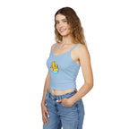 Cute cat-themed tank top by Printify, featuring spaghetti straps, perfect for summer wear and cat lovers.
