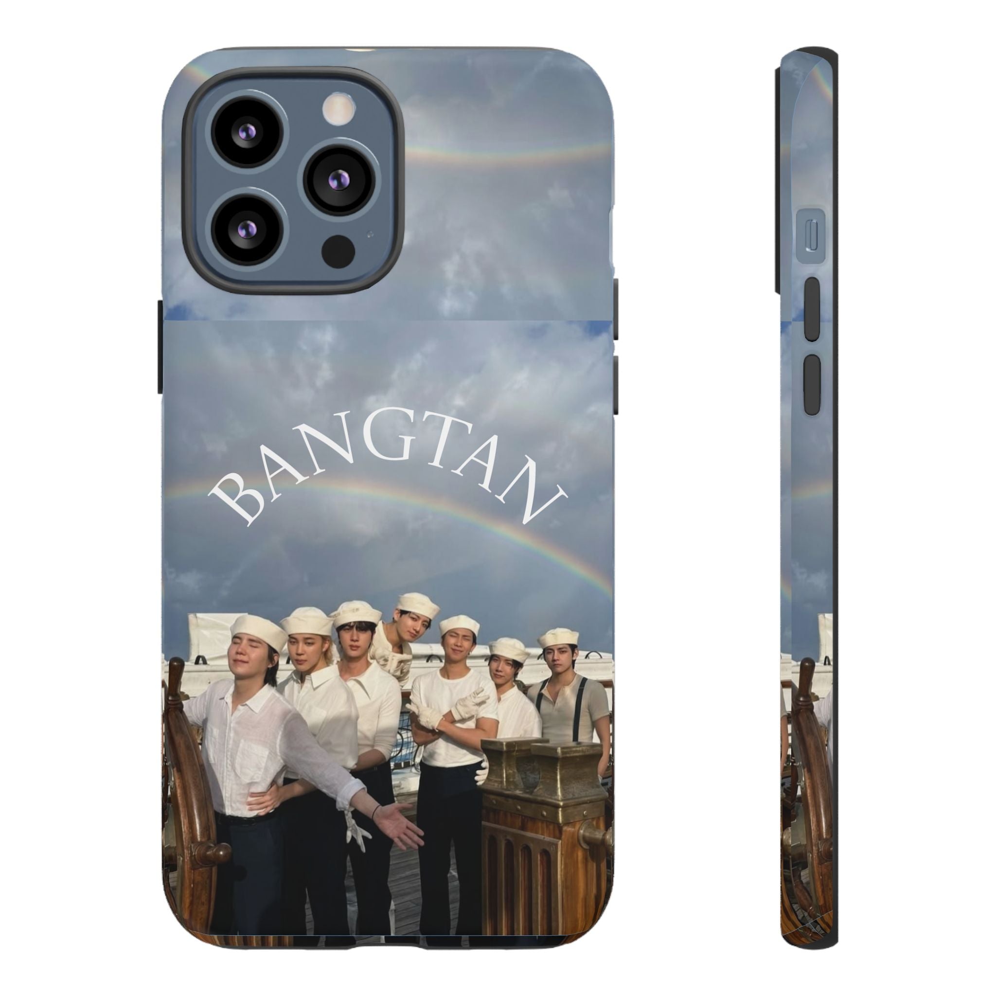 Cute Sailor BTS Swim phone case for iPhone and Samsung, featuring colorful Bangtan Sailor design from Printify.