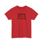 BTS Arirang T-Shirt by Printify featuring Korean Hangul text, perfect for BTS world tour and concert fans.