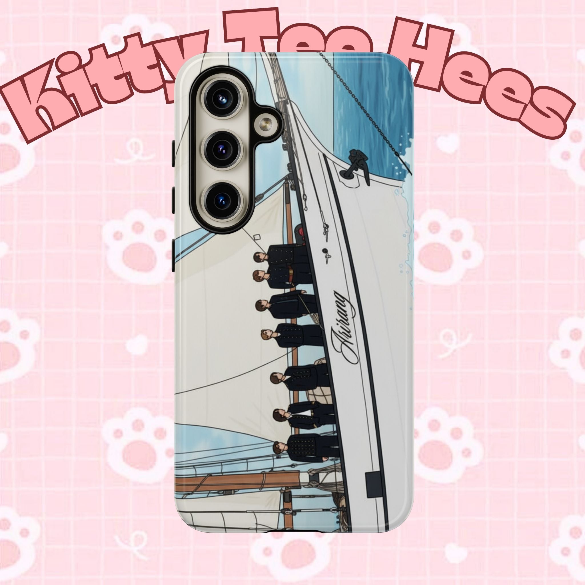 Printify BTS Arirang swim-themed phone case for iPhone 17 and Samsung, featuring tough, concert-inspired design with Bangtan branding.