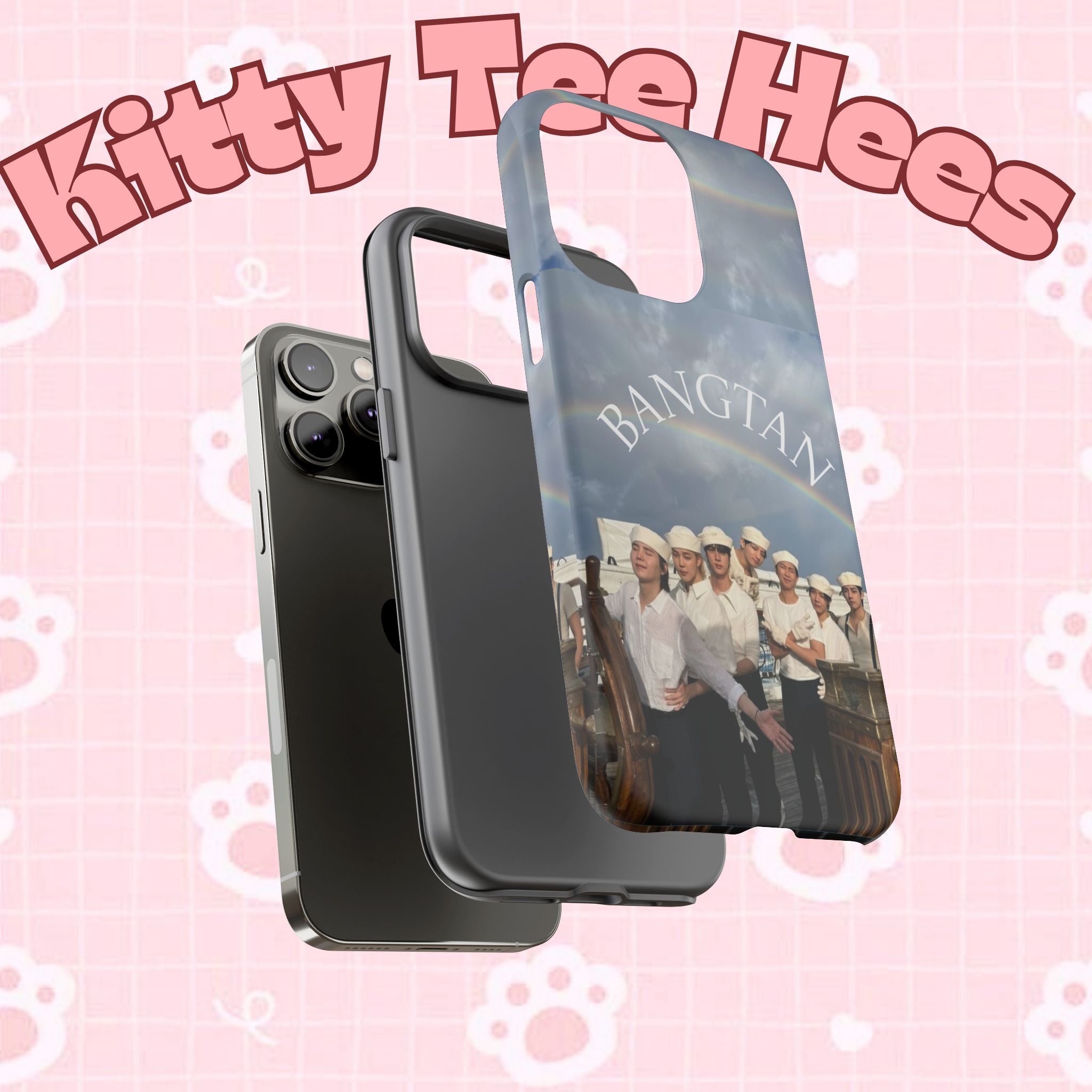 Cute Sailor Bangtan BTS Swim phone case for iPhone and Samsung, featuring sailor-themed design and BTS Arirang artwork.