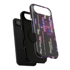 Neon Korean script BTS phone case for iPhone and Samsung, impact-resistant design with bold BTS branding and vibrant neon colors