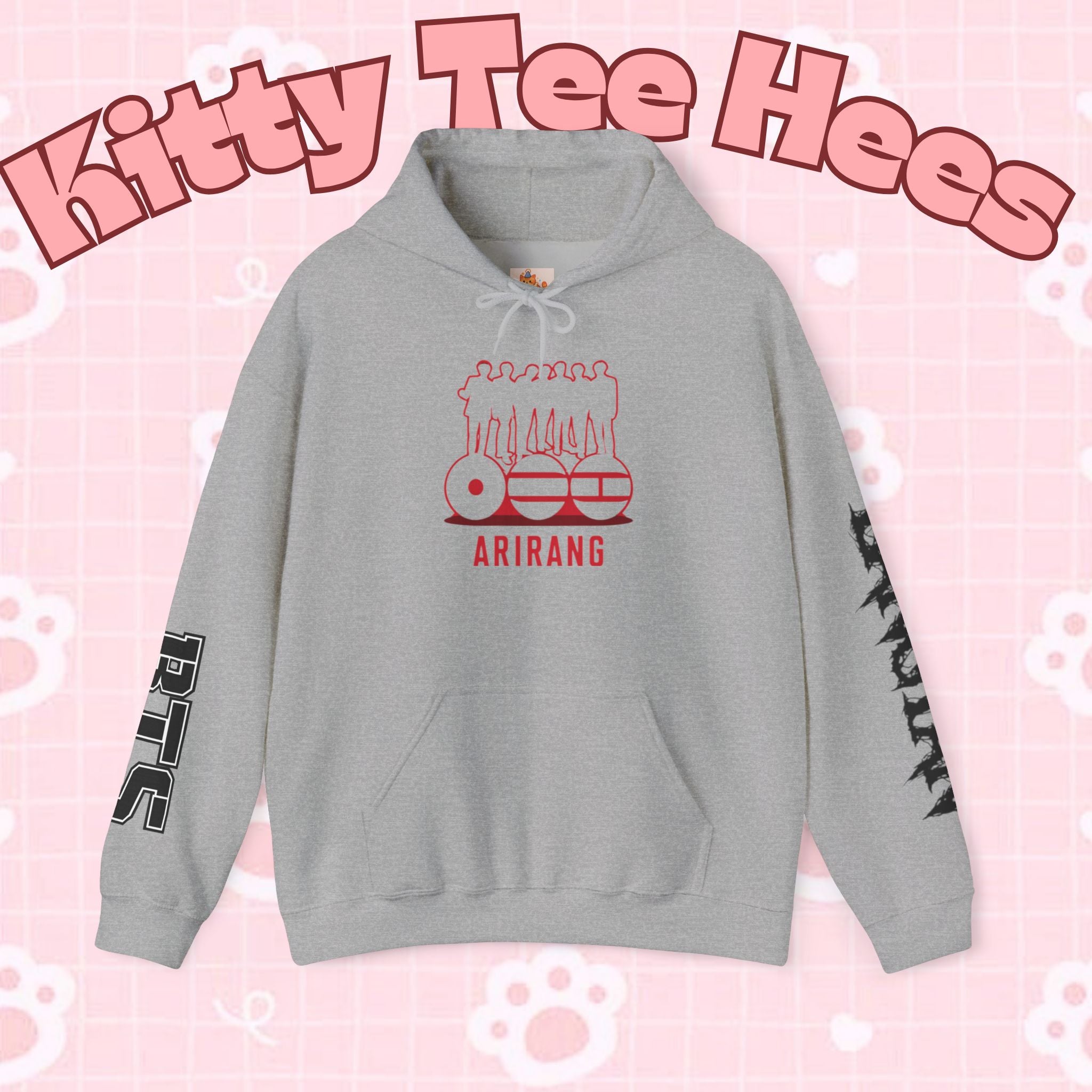 ARIRANG BTS world tour hoodie with graphic design, featuring Bangtan sleeve artwork on a stylish sweatshirt by Printify.