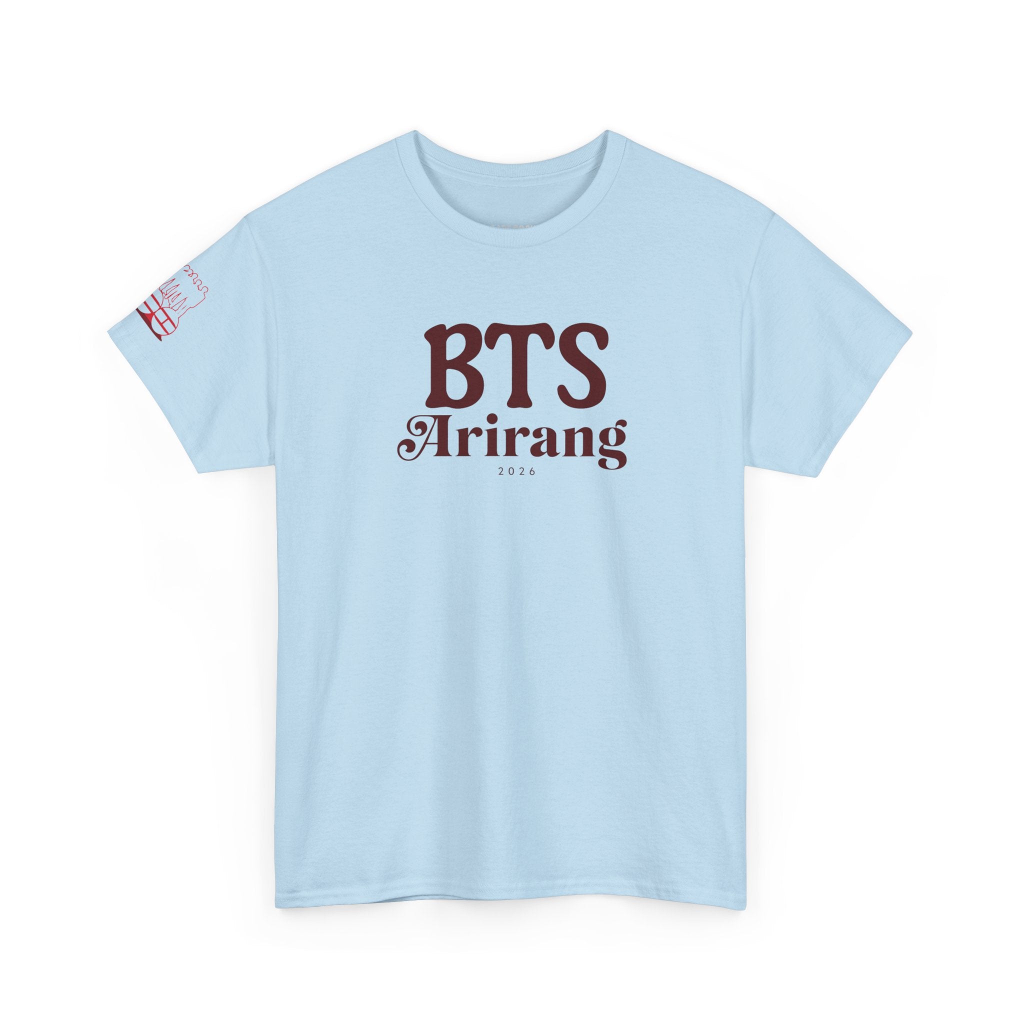 BTS Arirang T-Shirt featuring Hangul design, BTS 2026 comeback shirt, ideal for BTS world tour and concert fans.