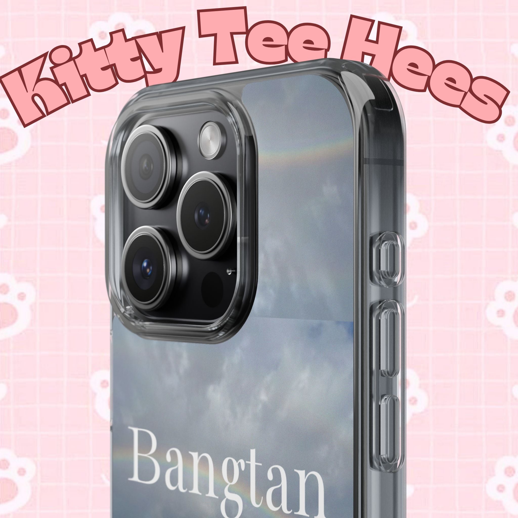 Clear impact-resistant phone case featuring Bangtan Boys K-pop design, made by Printify for a stylish and protective look.