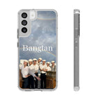 Clear impact-resistant phone case featuring cute Bangtan Boys K-pop design, ideal for protecting your phone.