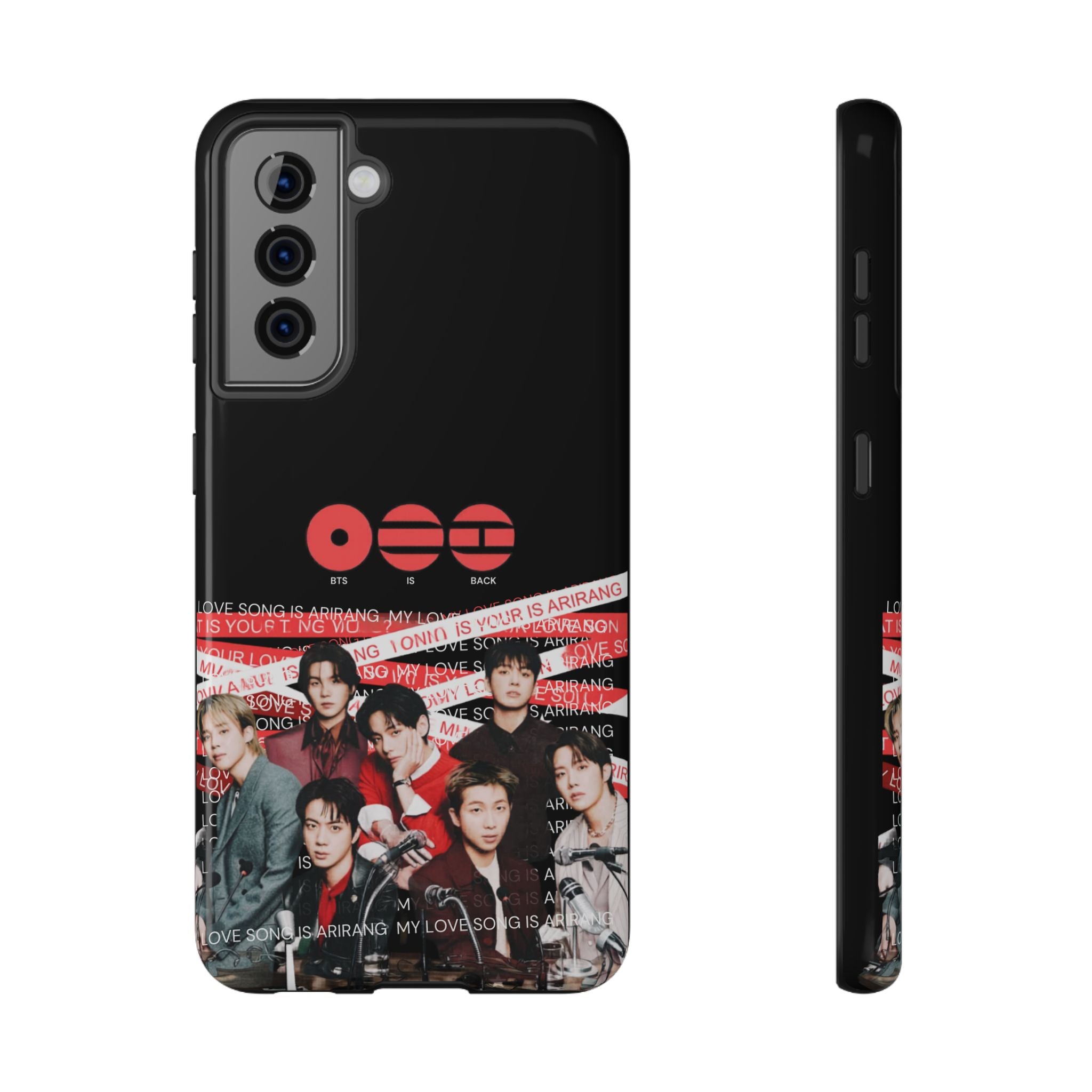 Impact-resistant phone case featuring BTS Bangtan Boys concert fanmade design with K-Pop band photo artwork.