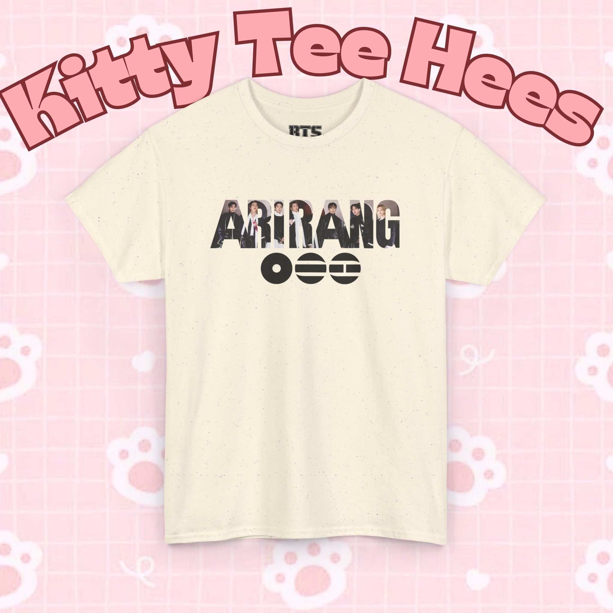 K-Pop inspired BTS concert T-shirt featuring Bangtan Boys graphic design, casual fit, black Printify T-shirt for fans.