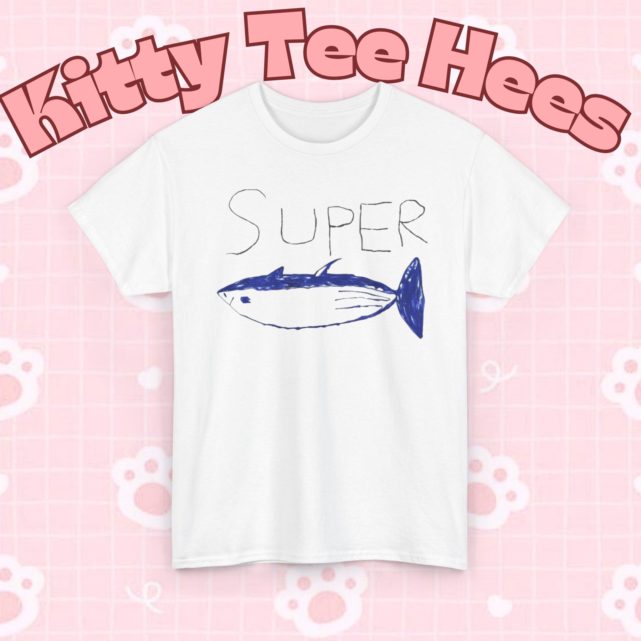 BTS Jin super tuna T-shirt featuring a playful fish graphic, casual fit, and vibrant print, perfect for BTS fans.