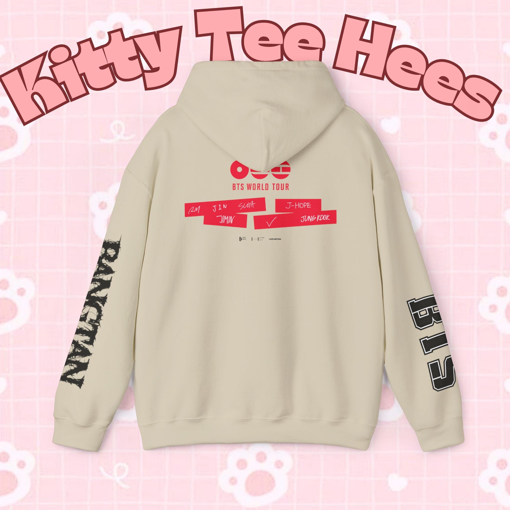 ARIRANG BTS world tour hoodie with Bangtan sleeve design, graphic print, cozy sweatshirt inspired by BTS tour merchandise.