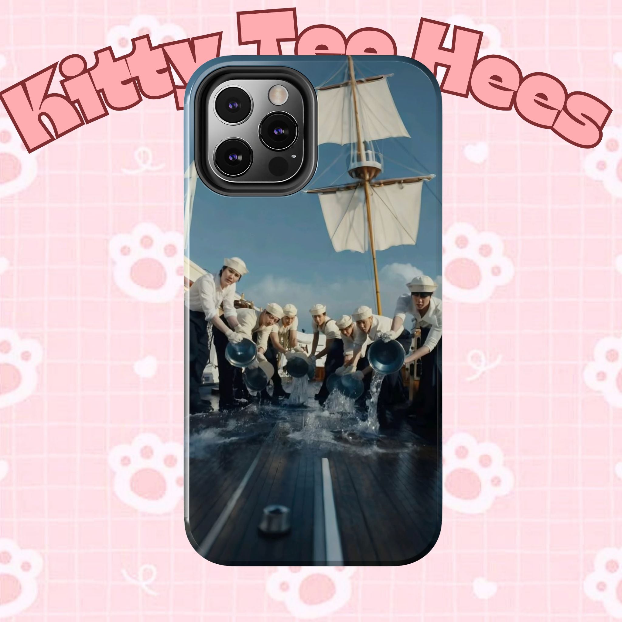 Cute Sailor BTS phone case with K-pop design featuring BTS Arirang and concert-themed artwork on a Printify case.
