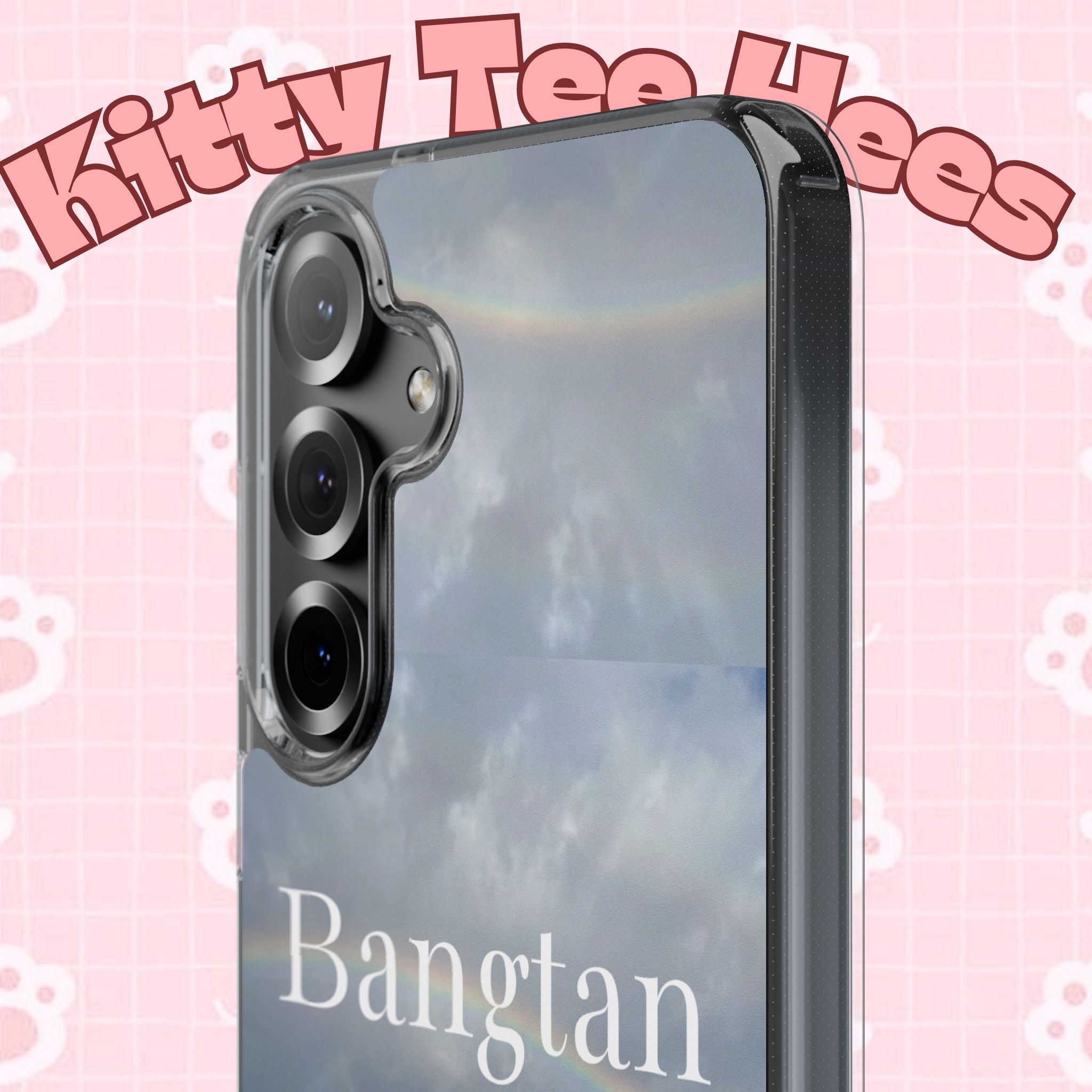 Clear impact-resistant Bangtan phone case with cute K-pop design for smartphones, showcasing vibrant graphics and protective features.