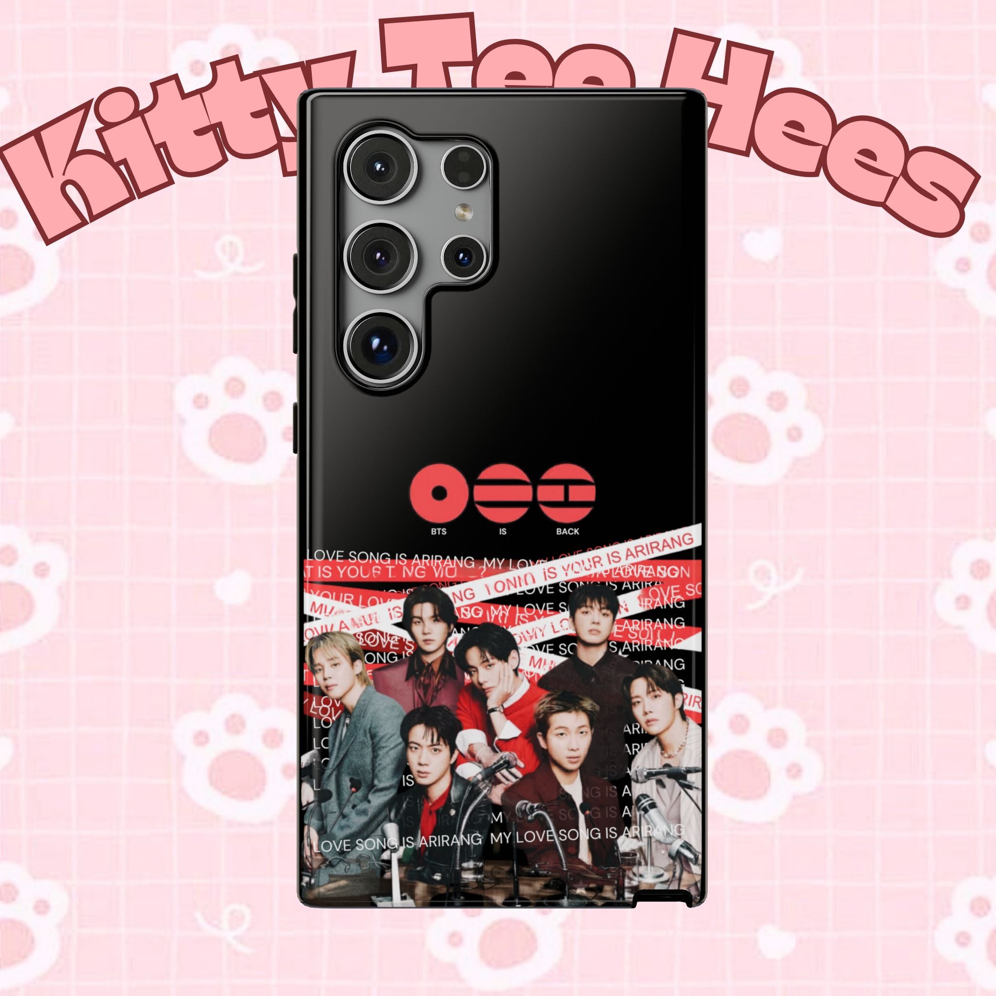 Printify BTS Cool Bangtan phone case with concert fanmade design, impact-resistant K-Pop boy band BTS Arirang photo for smartphones.