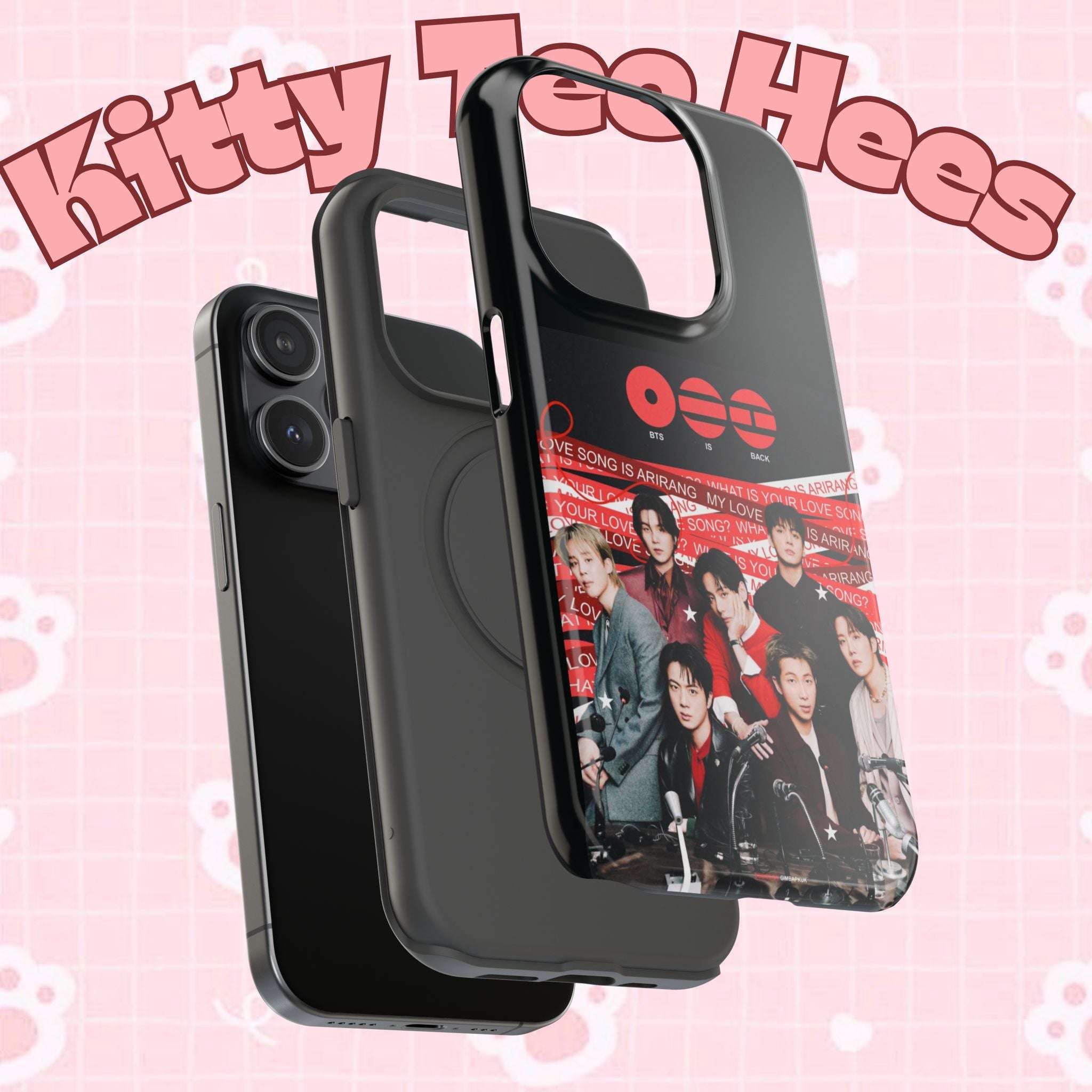 K-pop BTS Arirang phone case by Printify with Bangtan concert design, impact-resistant for iPhone or Android smartphones.
