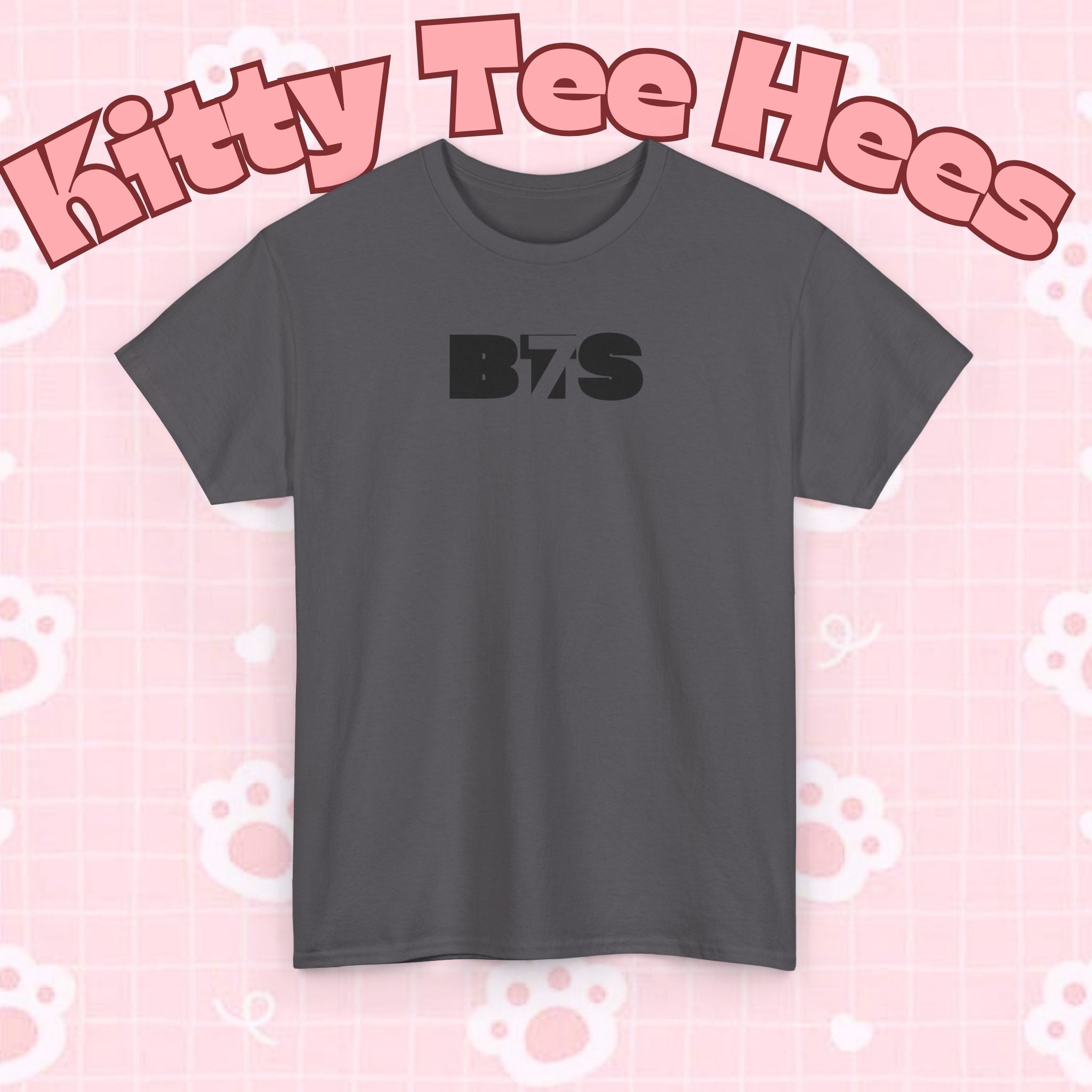 Black BTS Logo T-shirt by Printify featuring a minimal Bangtan emblem on the front, casual K-pop band apparel.