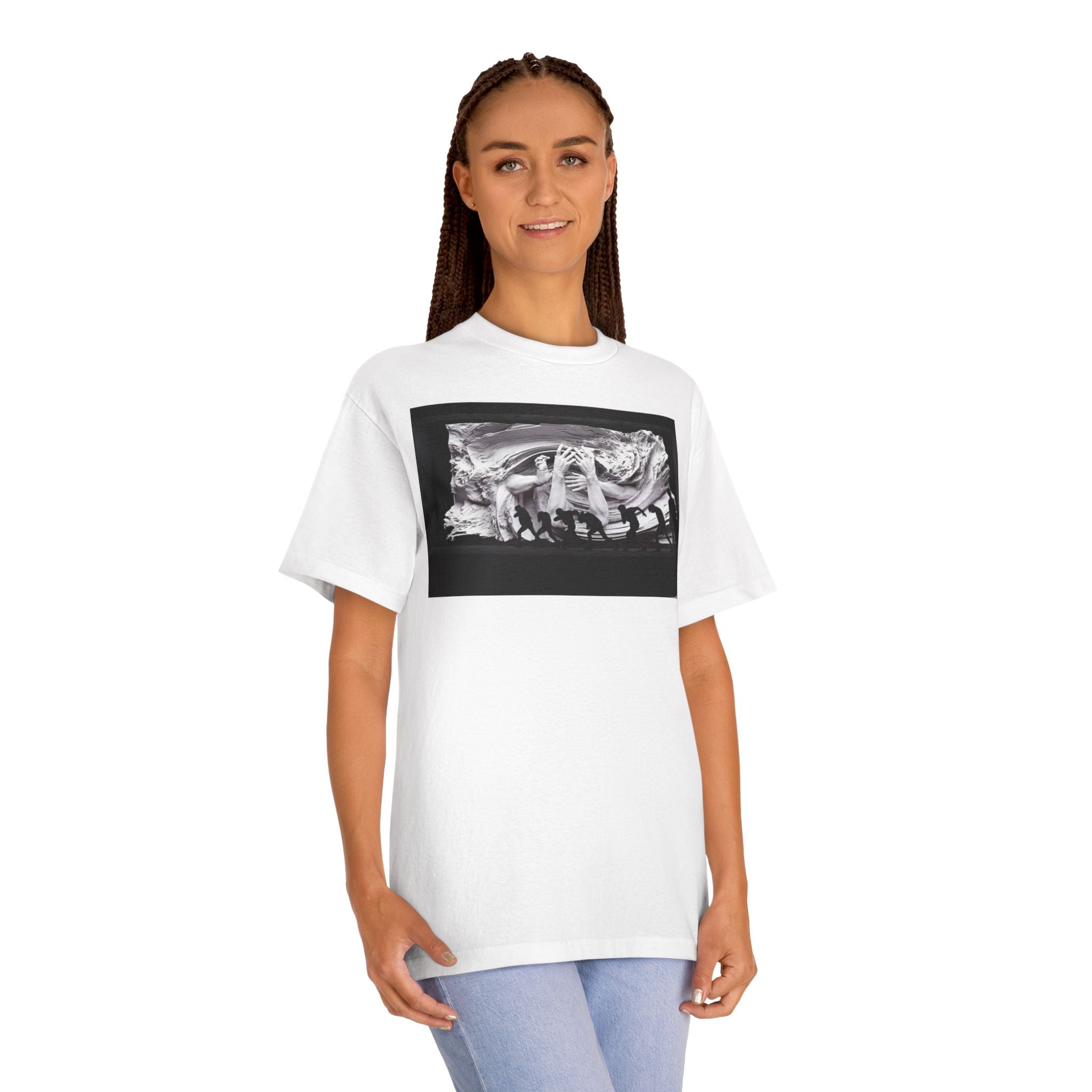 Black and white BTS graphic T-shirt featuring Blood Sweat & Tears photo print, inspired by K-Pop band BTS.