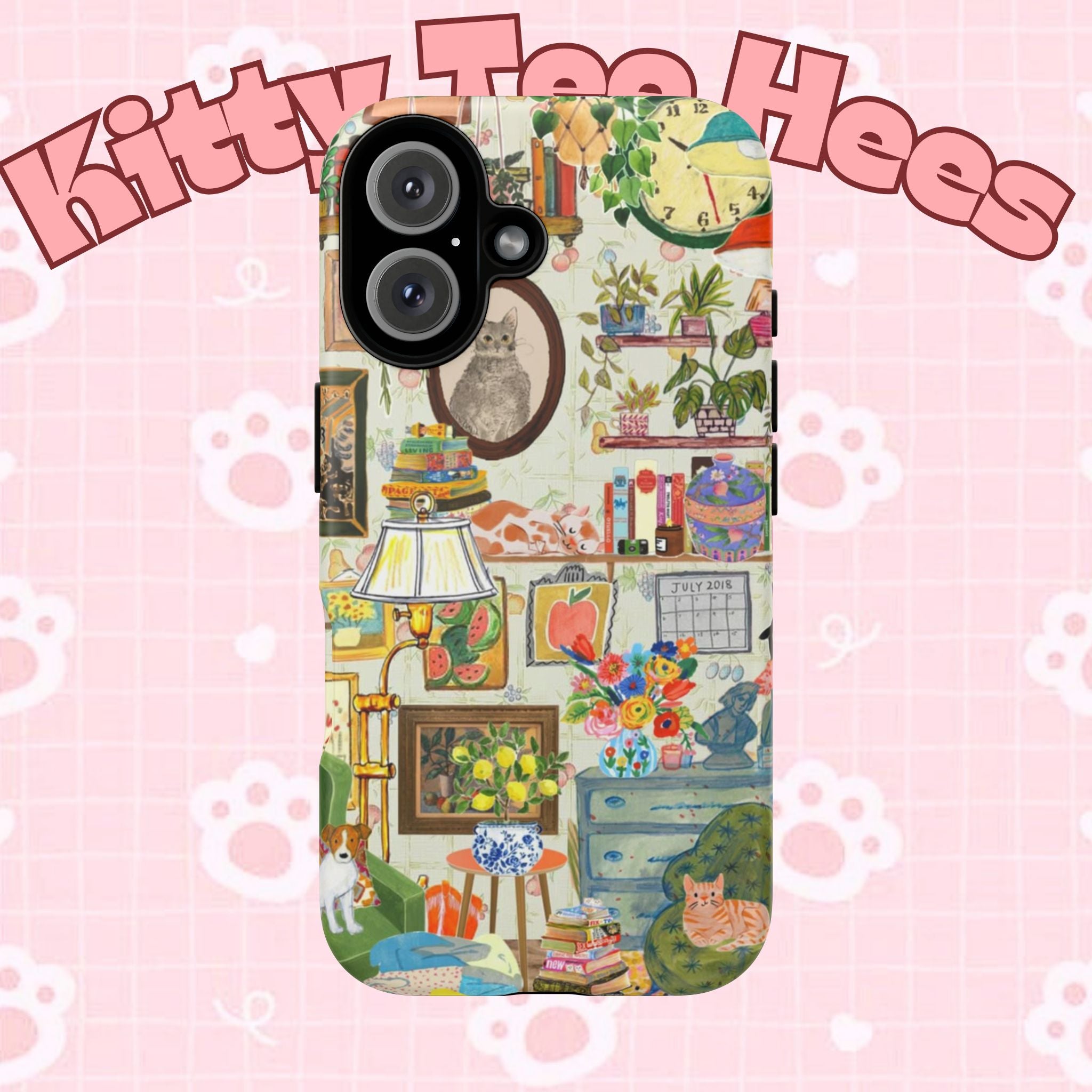 Cute cat portrait phone case for iPhone 17 by Printify, featuring a cozy, stylish feline design on a protective case.
