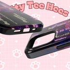 Neon Korean script BTS phone case for iPhone and Samsung, impact-resistant design by Printify with bold Korean lettering.