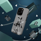 Monochrome BTS Jungkook phone case by Printify featuring impact-resistant design with bold letter B logo and Jungkook image.