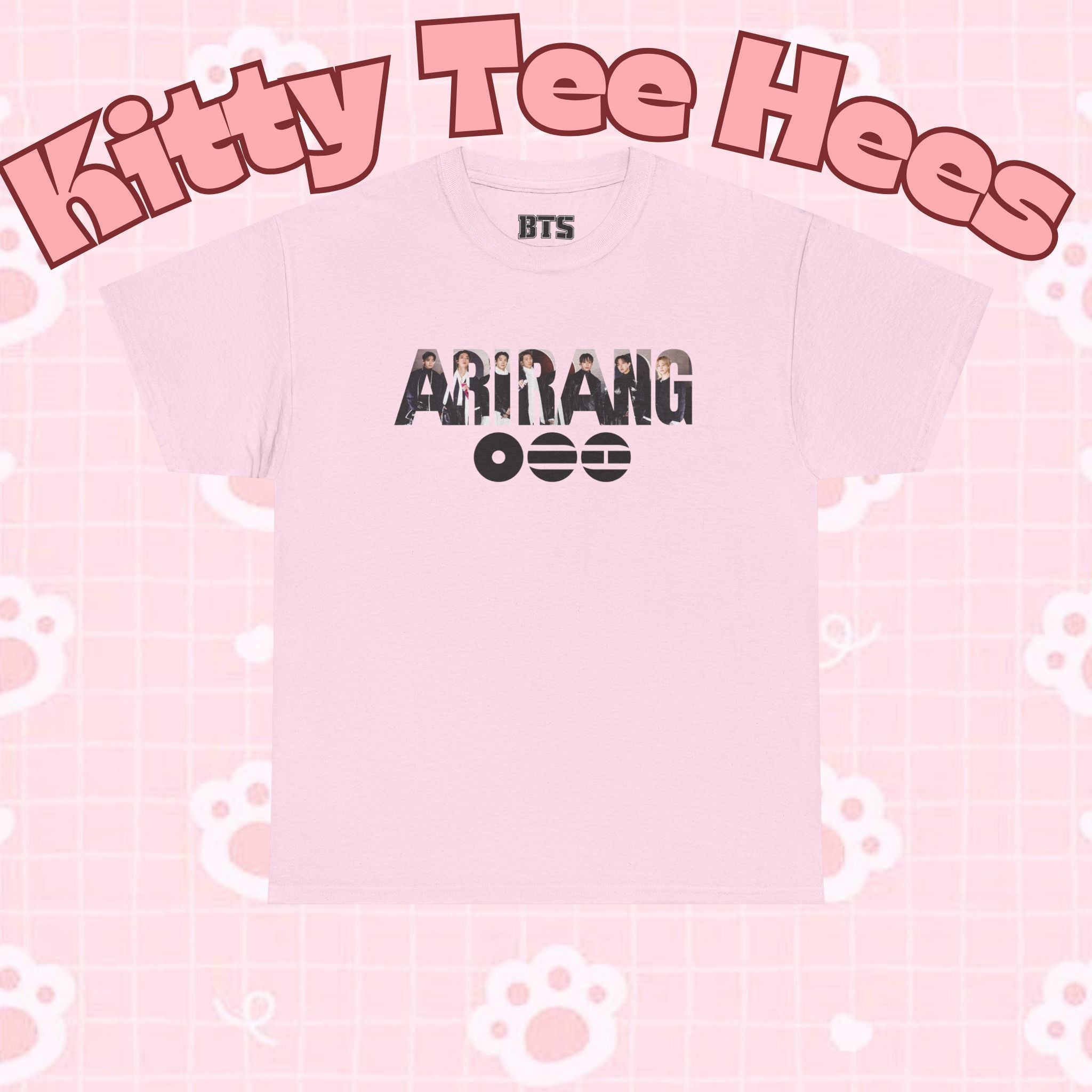 K-Pop inspired BTS concert T-shirt featuring graphic design, Bangtan Boys logo, and world tour branding on a comfortable Printify tee.