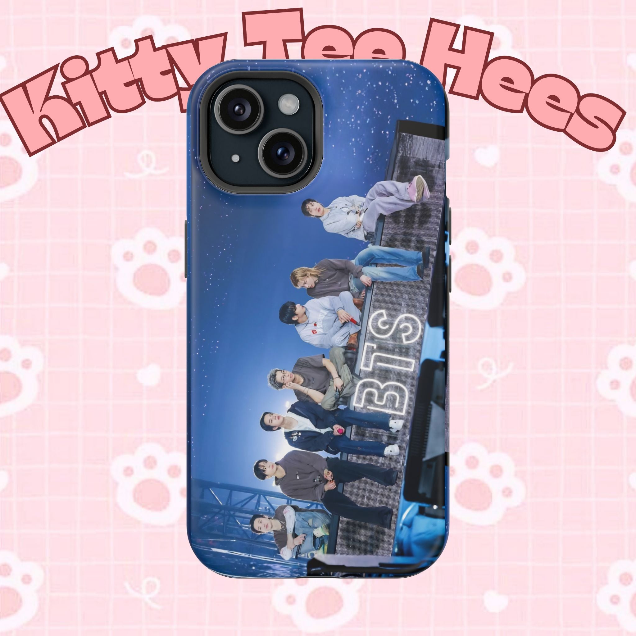 Printify BTS Bangtan World Tour Arirang impact-resistant phone case for iPhone 17 and Samsung Galaxy 26 Ultra, featuring vibrant tour design.