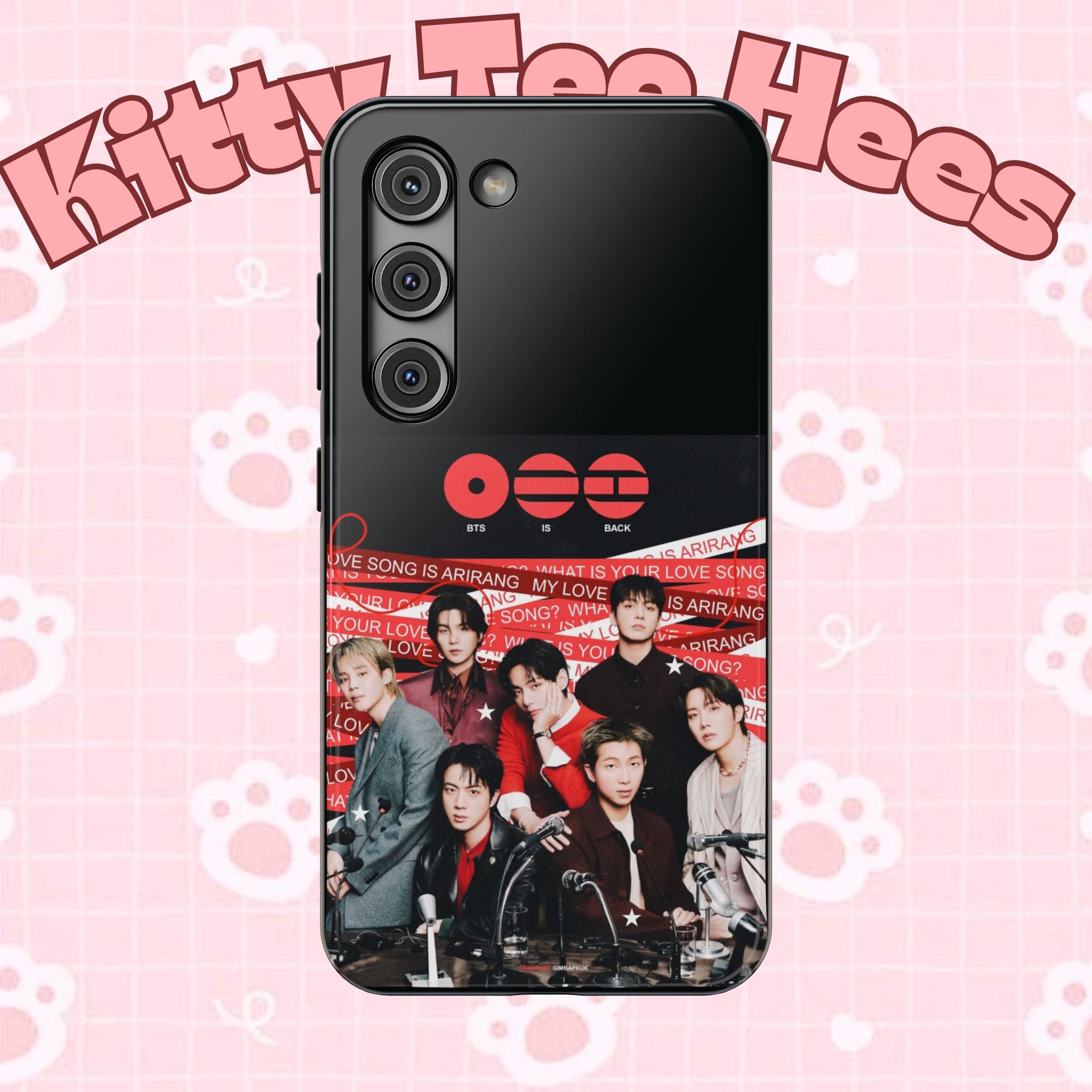 Printify BTS Arirang phone case featuring Bangtan concert photo, impact-resistant design for K-Pop fans.