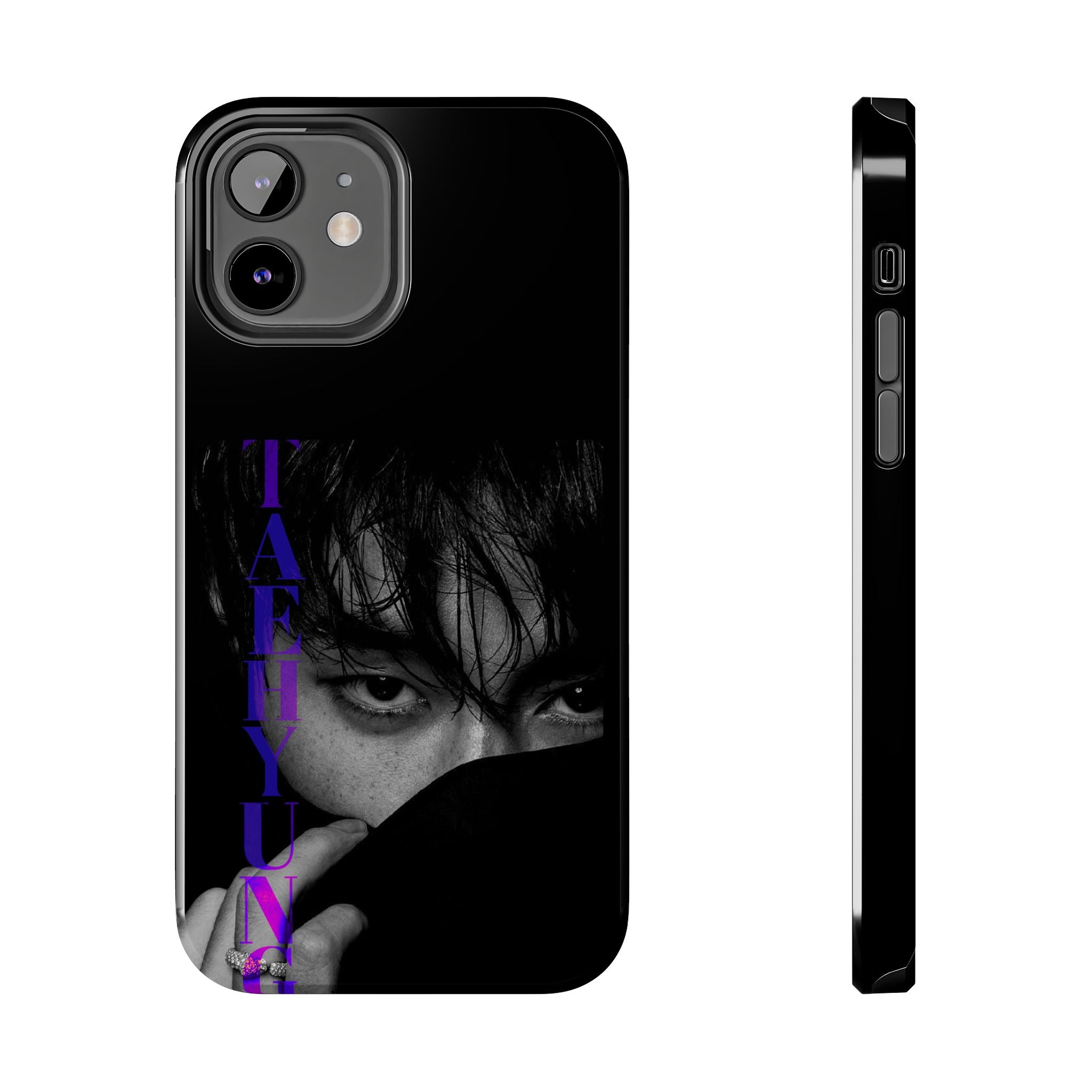 Dark BTS Taehyung (V) phone case with Bangtan design for iPhone and Samsung, featuring Kim Taehyung from BTS.