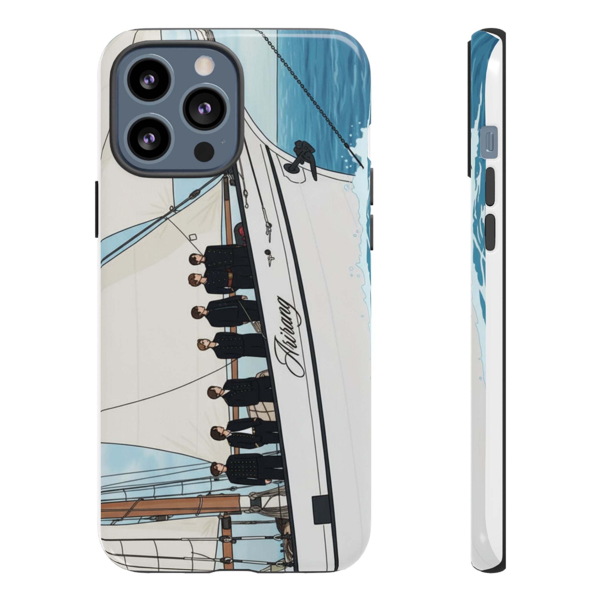 BTS Arirang swim-themed phone case for iPhone 17 and Samsung, tough bangtan concert case by Printify featuring colorful design.