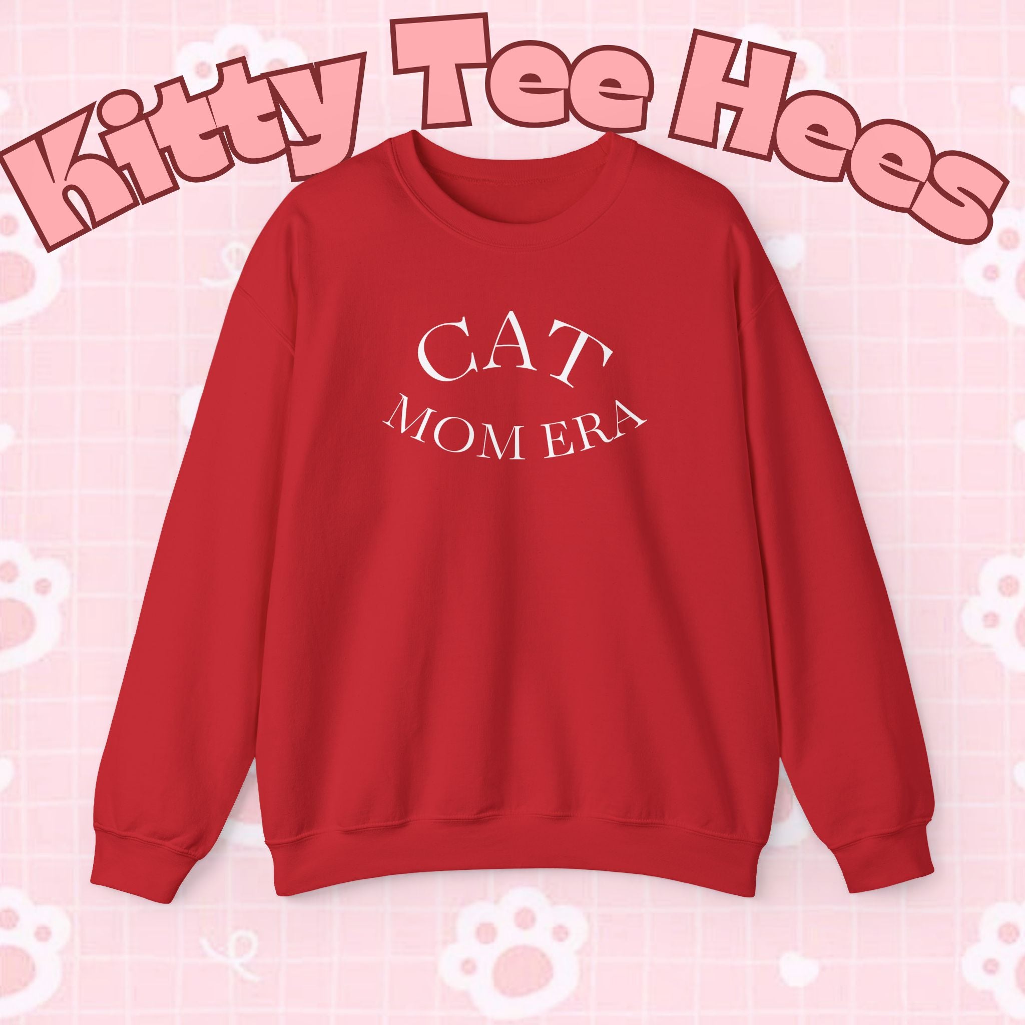 Cozy cat mom sweatshirt with cute animal print, perfect for feline parents, featuring a comfortable pullover design by Printify.