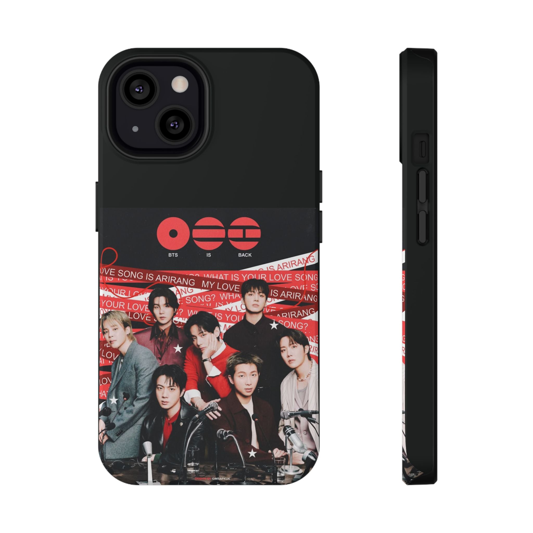 Printify BTS Arirang phone case featuring Bangtan concert design, impact-resistant K-Pop band photo phone cover.