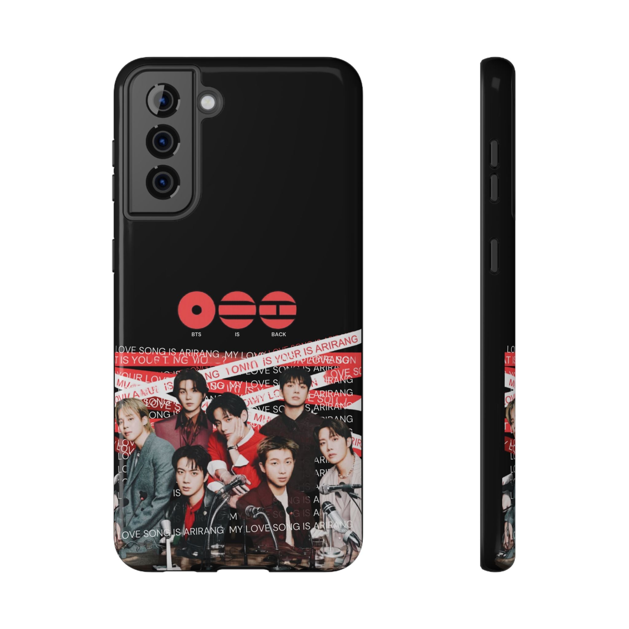 Impact-resistant phone case featuring BTS Bangtan Boys fanmade design with concert photo for K-Pop band fans.