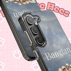 Clear Impact-Resistant Bangtan swim phone case featuring cute K-pop design for phones, by Printify.