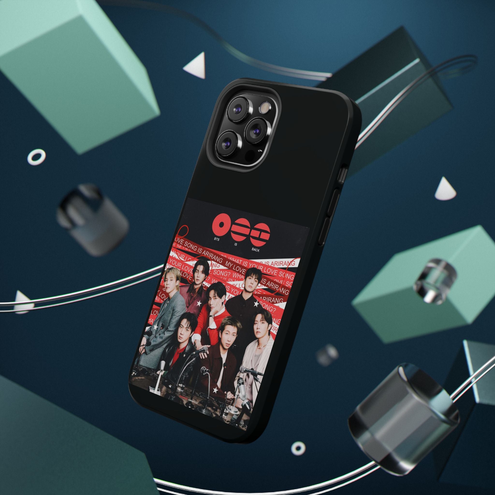 Printify BTS Arirang phone case featuring Bangtan concert photo, impact-resistant design, perfect for K-Pop fans.