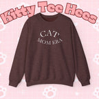 Cozy cat mom sweatshirt with a cute animal print, perfect for feline owners and pet lovers, by Printify.